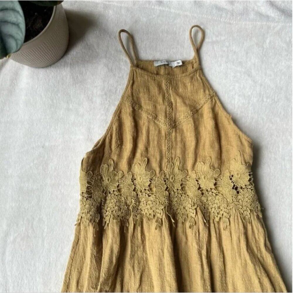 Lush Mustard Crochet Swing Mini Dress - Picture 2 of 6